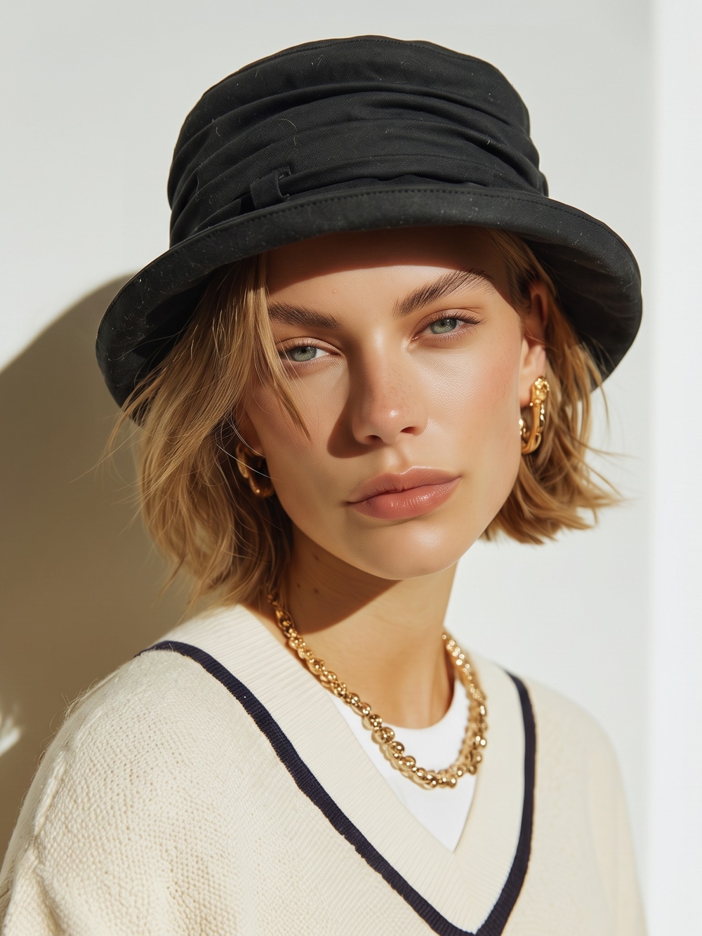 Women's Black Bucket Hat - Sleek Everyday Style Rain Hat ADJUSTABLE